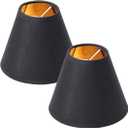 Modern Small Lamp Shade Set of 2 Linen Clip On Bulb Lampshade for Candelabra Bulbs Table Chandelier Wall Lamp Floor Lamps Chandelier, Black, 5.11 inches x 5.9 inches