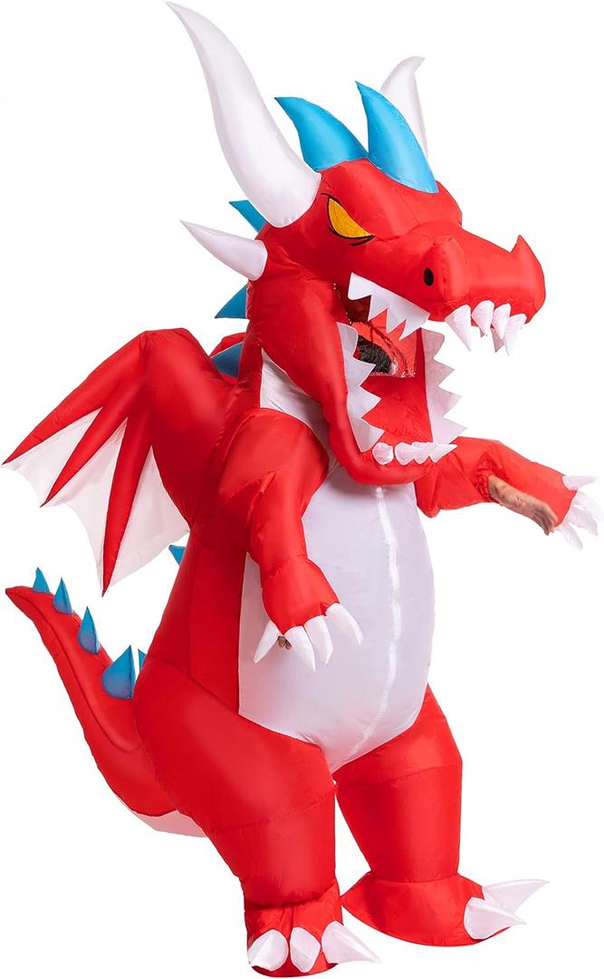 Spooktacular Creations Halloween Inflatable Costumes for Adult, Dragon Air Blow Up Suit, Full Body Dinosaur Outfit with 3D Spine for Halloween Costume Parties, X-Large(75")