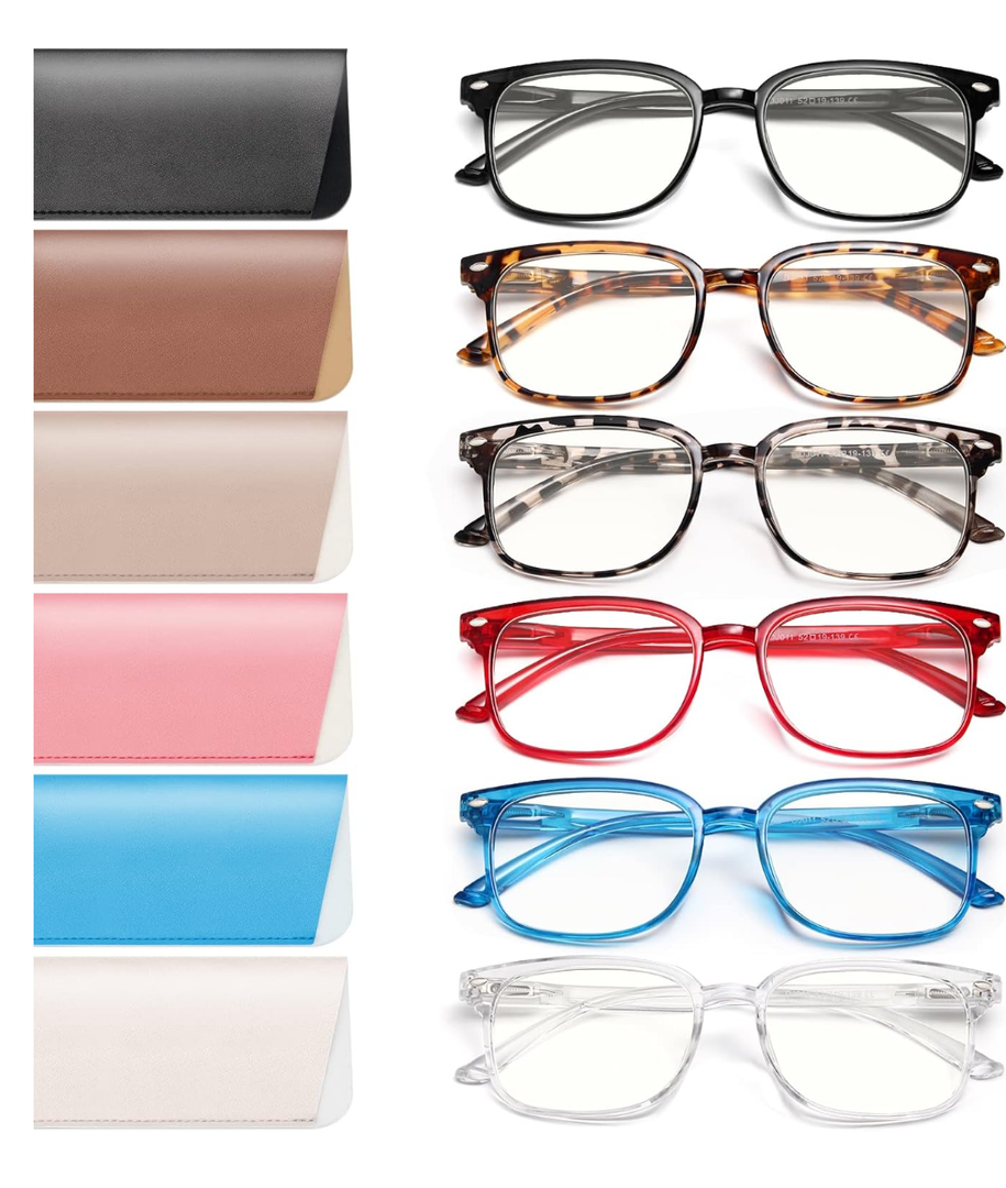 NOVIVON 6 Pack Reading Glasses for Women, Reading glasses men, Blue Light Blocking Readers, Computer eye glasses, Cheaters, 1.25