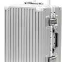 Carry On Luggage 22x14x9 Airline Approved, Zipperless Luggage Carry On, Hard Shell Suitcases with TSA Lock, Lightweight Carry On Suitcases with Aluminum Frame (Silver, 20inch)