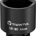 3/4 Inch Drive Metric Impact Socket 46mm, 6-Point Design, Heat-Treated Chrome Molybdenum Alloy Steel, Spindle Axle Nut Socket for Auto Repair, Easy Removal