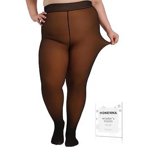Plus Size Fleece Lined Tights, Fake Transparent Curvy Winter Thermal Tights for Women under Dress, medias térmicas XL-XXL