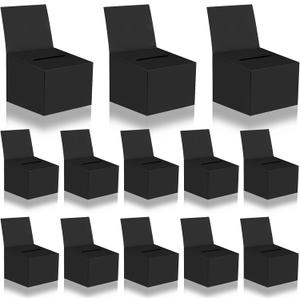 12 Pcs Raffle Boxes Cardboard Box with Slot for Ticket and Removable Header, 6.5 x 4.5 x 4.5 Inch Ballot Box Donation Box Charity Box for Collecting Business Card Voting Contest(Black, 12 PCS)