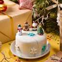 4 Pcs Christmas Hand-Painted Ceramic Christmas Tree Decor Ceramic Mini Plate Decor Red Bow Bell Santa Hat for Serving Dishes Platter Home Party Supply