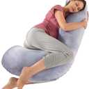 BATTOP Pregnancy Pillows for Sleeping,Pregnancy Must Haves Maternity Body Pillow with Cooling Washable Cover,New Mom Gifts for Women,Support for Back,Hips,Legs,Belly for Pregnant Women(Dark Grey)