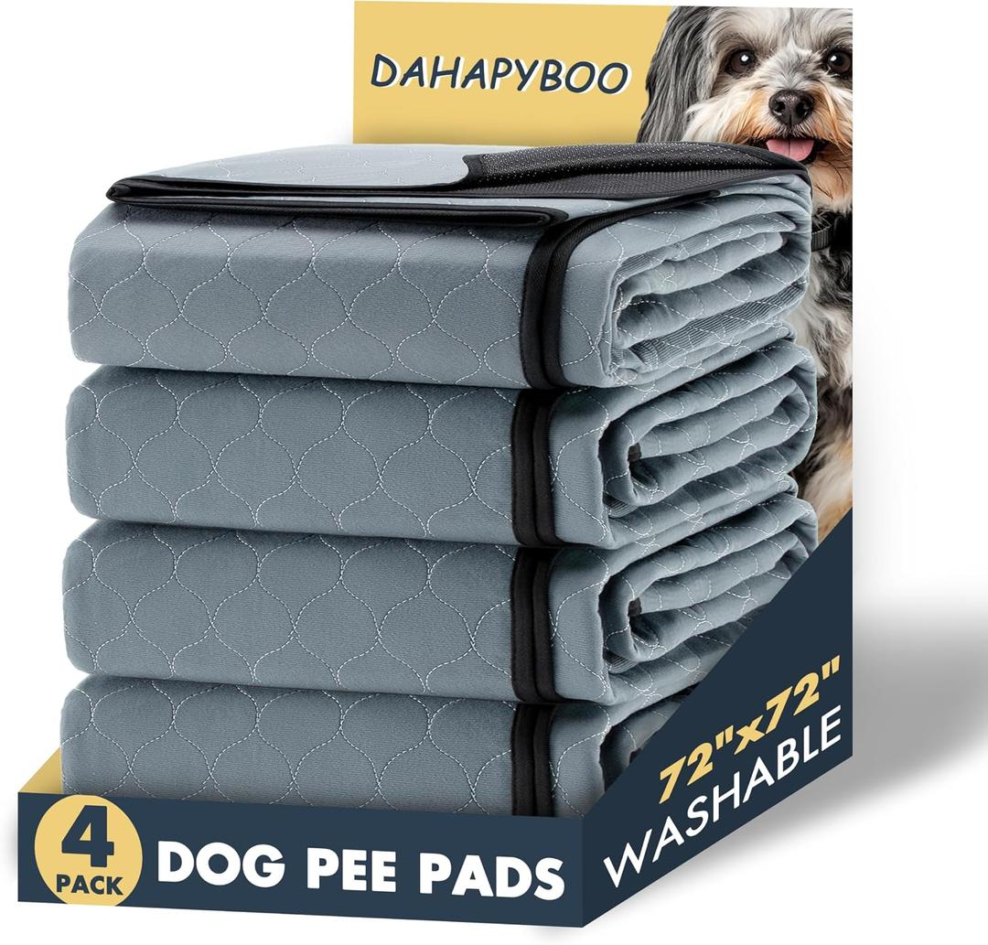 DAHAPYBOO Extra Large Washable Pee Pads for Dogs,4 Pack Reusable Puppy Pads for Dogs,72x72 Non-Slip Waterproof Pet Training Pads for Crate, Playpen, Bed, Sofa,Whelping Box, Potty Training