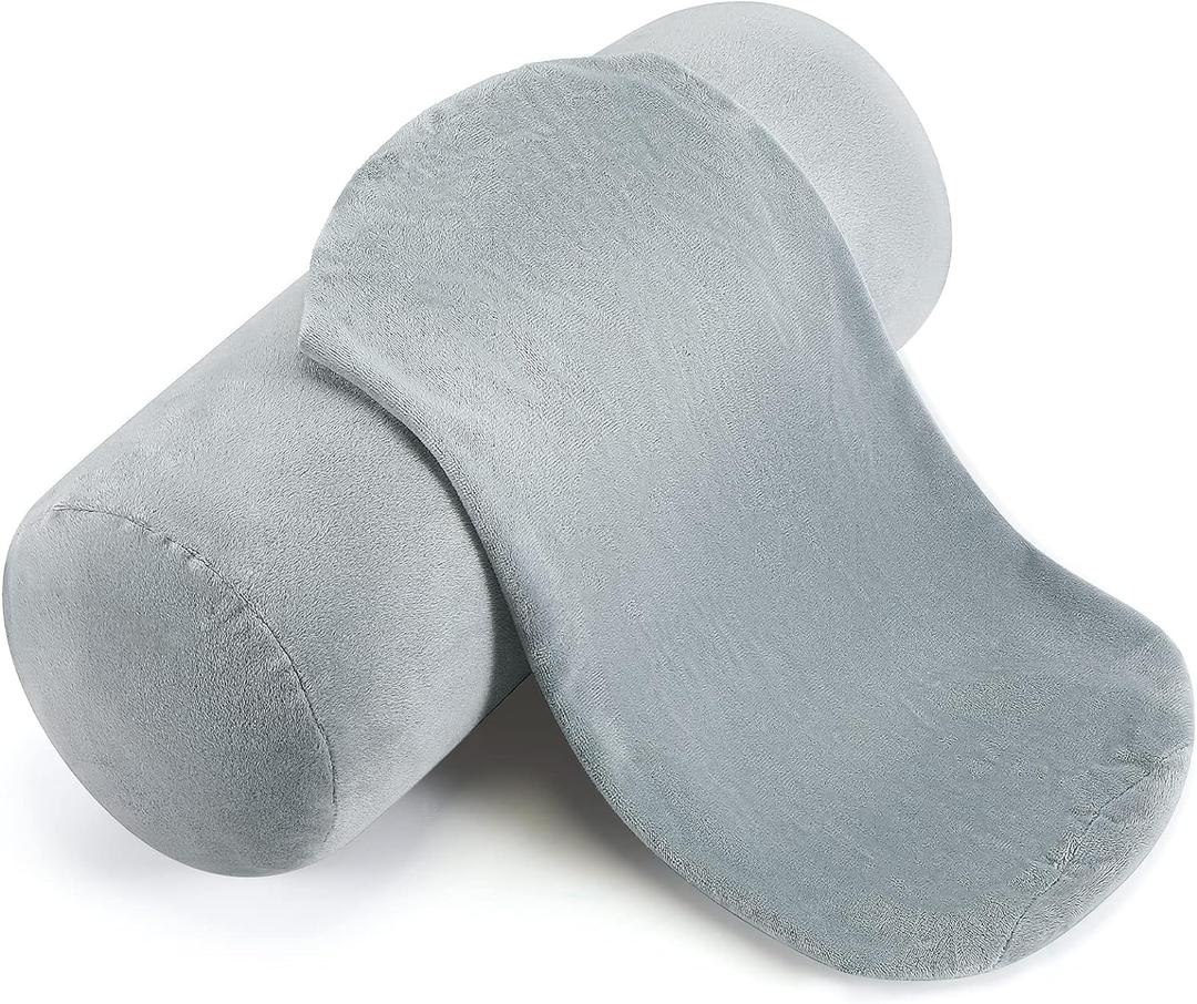 Newwiee 2 Pcs Cervical Neck Roll Pillow Cover with Zipper Round Pillowcovers Neck Roll Pillowcase Cylinder Soft Bolster Pillowcases for Cylindrical Cushion, Pillow Case Only(16 x 6 Inch,Gray)