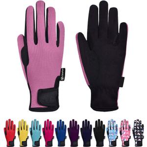 ChinFun Horse Riding Glove Equestrian Gloves Kids for Boys Girls Horseback Riding Gloves Grip for Youth Children Riding Sports Biking Cycling Gardening (L (Age 10-12), Pink)