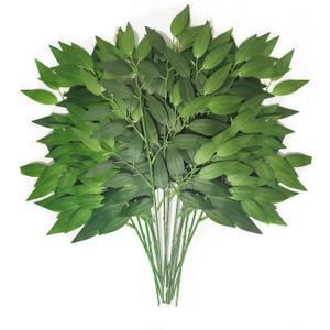 40Pcs Italian Ruscus Greenery Stems 18" Artificial Silk Greenery Leaves for DIY Bouquet Filler Table Centerpieces Home Indoor Decor
