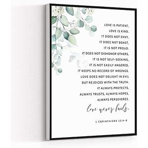 Canvas Wall Art Modern Art Print 1 CORINTHIANS 13 4-8 Love Is patient love Is Kind Love Never Fails Bible ​Verse Wall Art Painting Artwork Wall Decor For Home Office Wooden Frame Ready To Hang 8"X12"