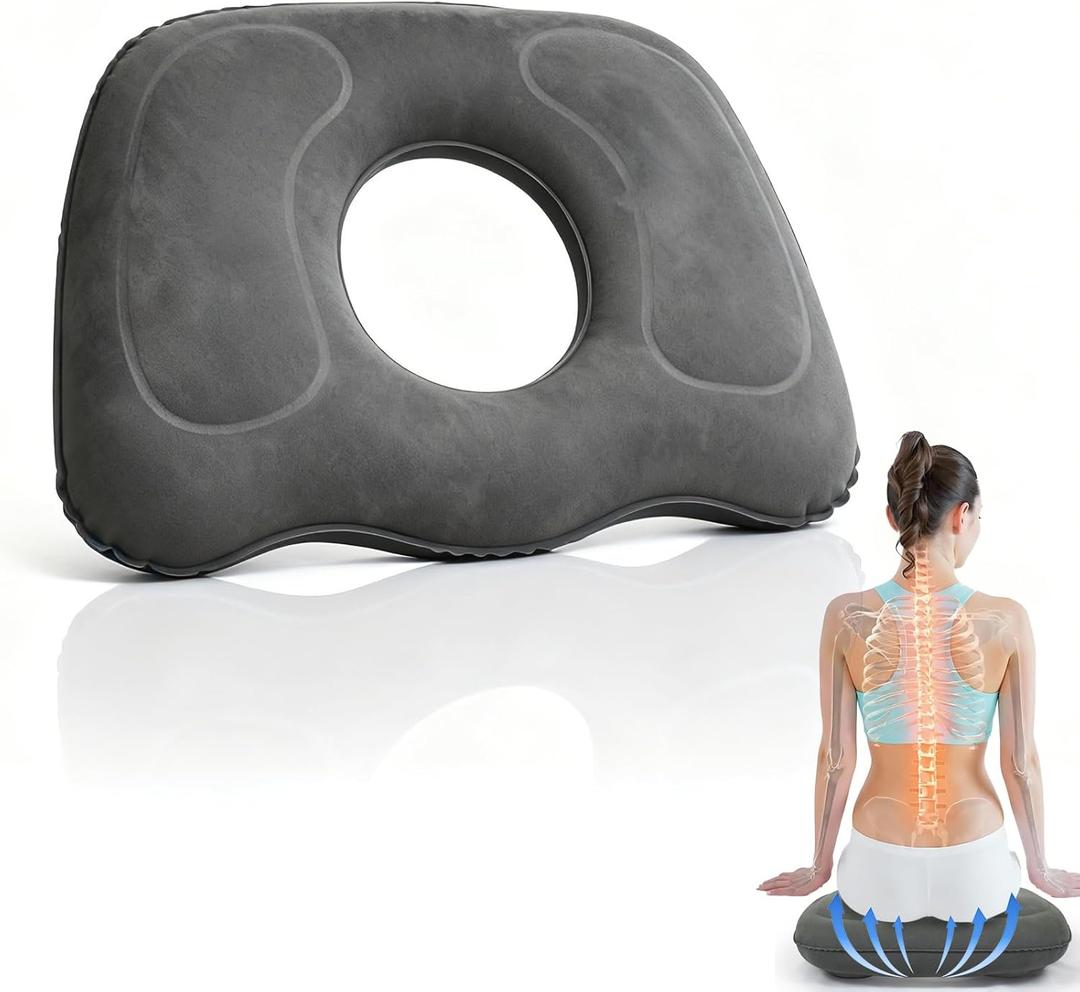 Inflatable Seat Cushion for Air Travel & Travel, Donut Pillow for Bed Sores - Pressure Relief Inflatable Cushion, Portable for Airplane, Car, Office & Home, Ideal for Comfort & Bed Sore Prevention