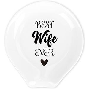 Birthday Gifts for Wife - Kitchen Coffee Ceramic Spoon Rest for Stove Top Anniversary Best Wife Ever Gifts Cooking Spoon Holder for Kitchen Counter Christmas Valentine's Day Gift for Wifey Her