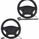 VaygWay Car Heated Steering Wheel Cover - 12v Black Soft Plush Warmer Car Steering Wheel Heater - Premium Quality 15" Auto Comfortable Steering Wheel Cover Protector Warmer for Vehicle- 2 Pack