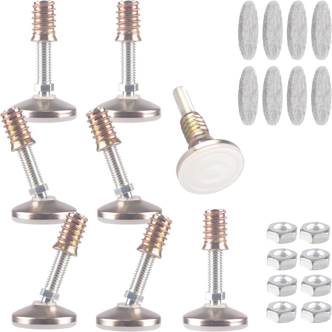 Furniture Levelers Swivel Feet,Angle Height Adjustable(3/8-16 Nut Inserts Kits-8 Sets),Heavy Duty Leveling Legs for Table Chairs Cabinets Sofa,with High-Density Self-Adhesive Felt Pads