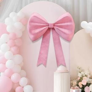 Pink Bow Coquette Birthday Decorations: Big Bows Party Themed Backdrop 45 Inches Large Room Wall Decor Giant Door Wedding Engagement Bridal Bachelorette Baby Shower Christmas Graduation Decoration