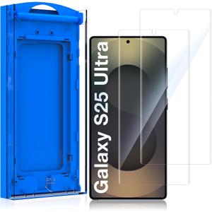 2 Pack HD Screen Protector for Samsung Galaxy S25 Ultra, High Definition Clarity Protective Film, 100% Fingerprint Unlock, 9h+ Tempered Glass, Automatic Dust Removal, Military-Grade Protection