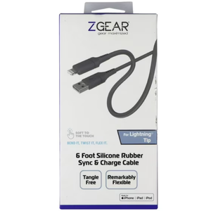 ZGEAR SILICONE CABLE LIGHTNING 6FT GREY