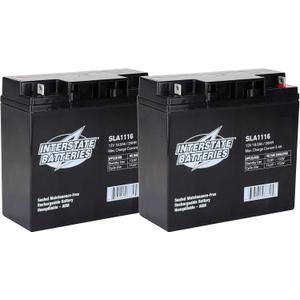 Interstate Batteries 12V 18Ah Battery (2-Count) (Nut & Bolt Terminal) SLA AGM VRLA Rechargeable Replacement for Solar Power, Generators, Medical Devices, Fences (SLA1116)