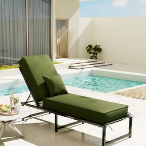 6'' Chaise Lounge Cushions Outdoor with Pillow Water Fade Resistant | Olefin Double Water Resistant Lounge Chair Cushions with Removable Cover Straps Handle, Patio Lounger Pads for Pool Garden, 1 PACK-72"x21"x6"