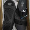 Skechers Women's PARALLEL LITE - VIRAL QUEEN, Rhinestone Knit O-Ring Slide Sandal with Luxe Foam Cushioning, Black/ Black, 5.5M