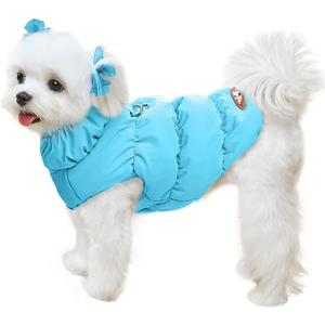Winter Warm Dog Jacket for Small Medium Dogs Cat Cold Weather Coats with Harness Paded Dogs Fleece Vest Waterproof Windproof Dog Snow Jacket Pet Puppy Clothes (Blue,M)