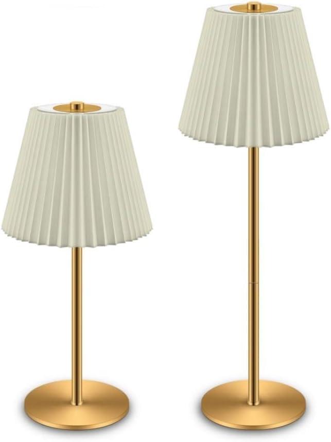 1 Pack Cordless Table Lamps Rechargeable, 2 Adjustable Height Flaxen Fabric Pleated Lamp, 5200mAh Battery Operated, 3 Colors Smooth Dimming, Portable LED Table Lamp for Dining, Bedroom, Outdoor