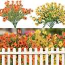 Artificial Flowers Outdoor Spring UV Resistant Fake Monkey Grass Daisy Flowers for Garden Porch Window Box Outside Decor (Fall)