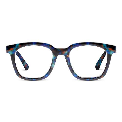 Peepers By PeeperSpecs Womens To The Max Oversized Soft Square Blue Light Blocking Glasses | Cobalt Tortoise, +1.25