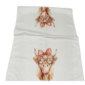 Fewgb Highland Cow Kitchen Towel Gifts for Valentines Valentine's Day, Trendy Coquette Dish Towels Dishcloths Tea Towels Decorative, Highland Hyland Cow Hand Towel for Kitchen Bathroom Decor 16x24