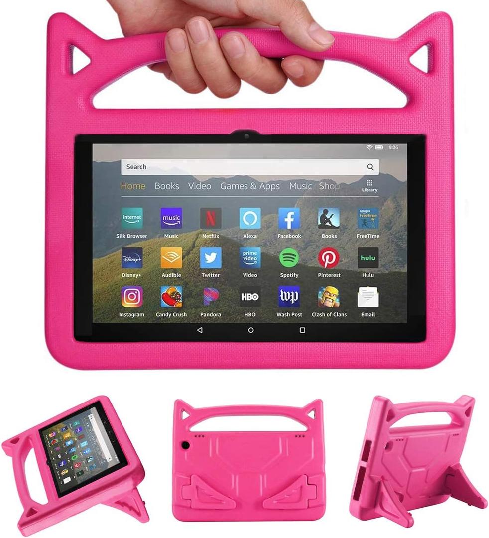 Fire HD 8 Case, Fire HD 8 Tablet Case for Kids,(2024/2022/2020 Release,12th/10th Gen), Lightweight Shockproof Kid-Proof Cover with Stand Kids Case for Fire HD 8 Plus Tablet & Fire HD 8 Kids Pro Tablet. (Rose)