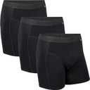 DANISH ENDURANCE Men's Organic Cotton Boxer Briefs, Tag-free Underwear, 3 & 6 Pack (X-Large, Black)