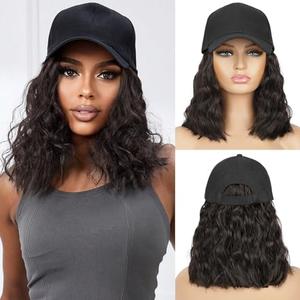 HANYUDIE Hat Wig for Women Wig Cap with Curly Hair Extensions Hat with Hair Wave Adjustable Baseball Cap Wigs
