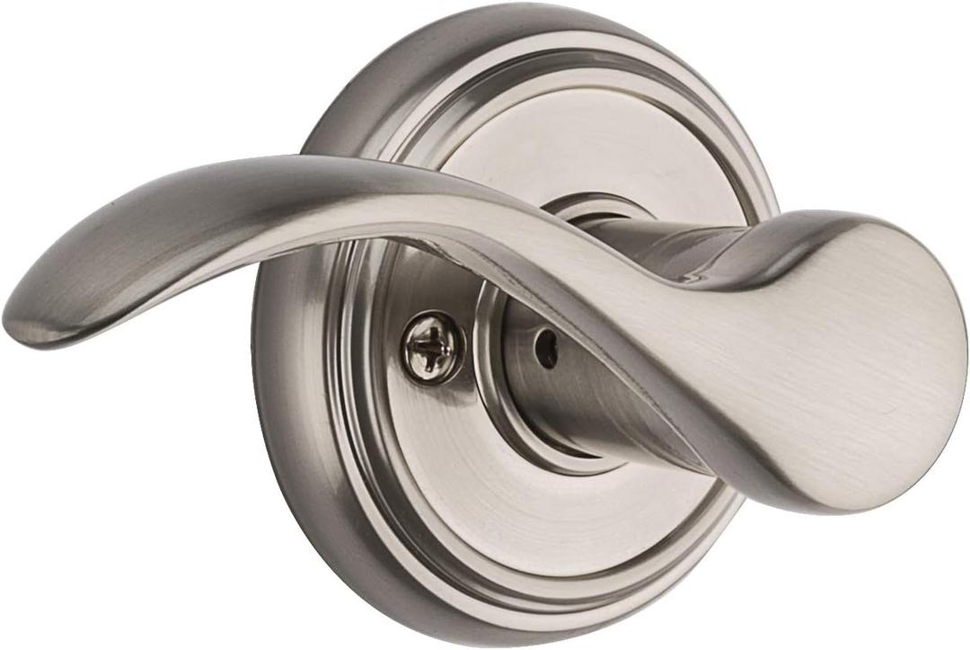 Baldwin Tobin, Half Dummy Door Left Handed Lever, Non-Turning Door Handle for Closet, French Door, With Microban Protection, in Satin Nickel