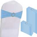 100PCS Spandex Stretch Chair Sashes Bows Elastic Chair Cover Bands Ties with Buckle Slider for Wedding Party Reception Events Universal Ceremony Banquet Decorations(Baby Blue)