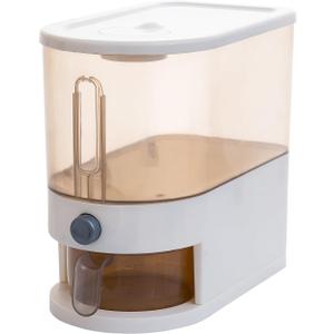 Gagee 11Lbs Rice Dispenser, Large Grain Container Storage with Lid Measuring Cylinder Moisture Proof Household Cereal Dispenser Bucket for Kitchen Soybean Corn, Clear