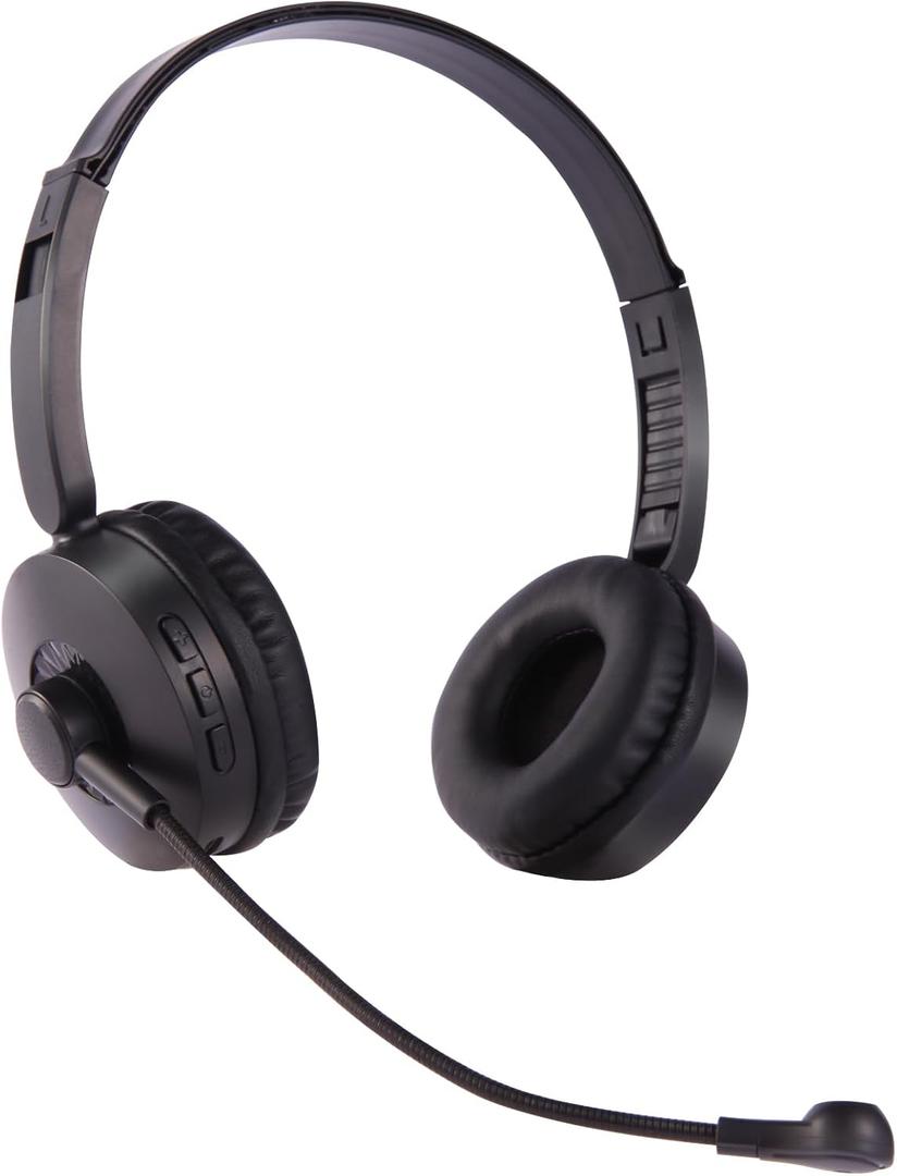 Bluetooth Headset with Microphone, Wireless Headphset with Noise Cancelling Microphone for Work from Home/Truck Driver/Computer/Laptop/Office/Cell Phones