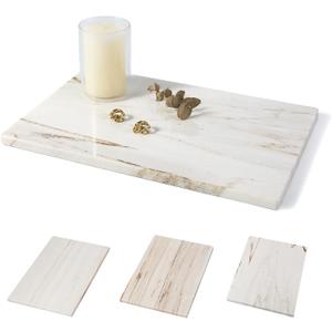 Koville Marble Cutting Board for Kitchen, 12" x 8" Real Stone Slab Marble Cheese Board for Home Decor, Stone Pastry Boards Cutting Boards Candle Plate (White/Brown Random)- Palissandro Classico
