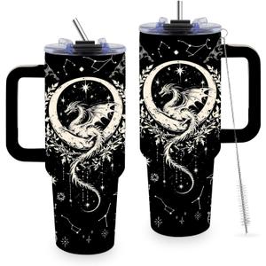 Dragon Gifts for Men Women, 40oz Tumbler with Handle for Dad Husband Boyfriend, Dragon Lover Gift for Birthday Christmas Thanksgiving Day