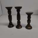 Farmhouse Wooden Candle Holders for Pillar Candles Set of 3, Rustic Wood Candle Holder Table Centerpiece Decor, 12'' 9'' 6'' Vintage Tall Candle Stand Decorative, Dark Brown