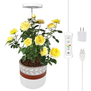 yadoker Plant Grow Light, LED Growing Light Full Spectrum for Indoor Plants,Height Adjustable, Automatic Timer, 5V Low Safe Voltage,Idea for Small Plant Light (1 Pack, Warm White)