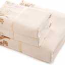 Soft Touch 2 Microfiber Towel and 1 Microfiber Bath Towel Lace Floral Edged Set of 3