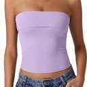 QINSEN Women's Tube Tops Strapless Bandeau Tops Double Lined Slim Fit Summer Going Out Tank Tops (Large, Lavender)