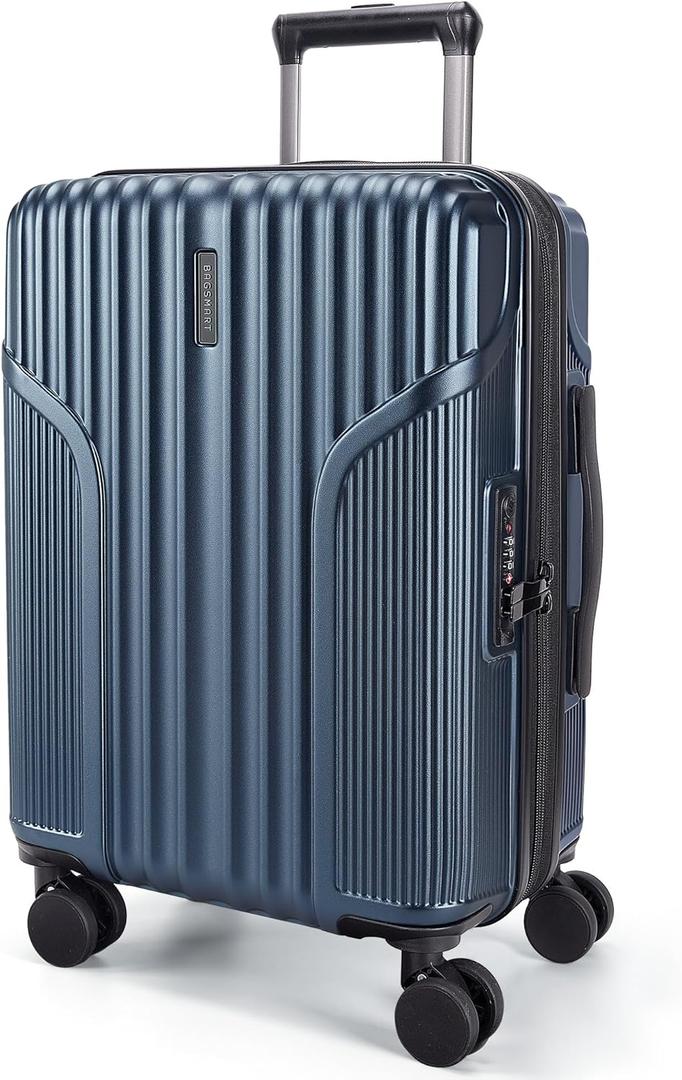 BAGSMART Carry On Luggage 22x14x9 Airline Approved, Lightweight luggage with Spinner Wheels, 20 Inch Expandable Hardside Carry On Suitcase with TSA Lock Rolling Travel suitcase Carry-On, Dark Blue