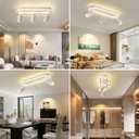 LED 3 Light Track Lighting Spotlight Kit, White Ceiling Spotlights, Modern Track Light Fixture with Flexibly Rotatable Light Heads, 35W+15W Dual Lighting for Kitchen Living Room,Includes 3 x GU10 Bulb