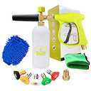 ESP Car Wash Foam Gun High Pressure Car Washer Household Water Gun Foam Generator Washing Blaster 5 Nozzle Tip M22 Adapter with 1 Liter Bottle Washing Mitts Towel-missing bottle