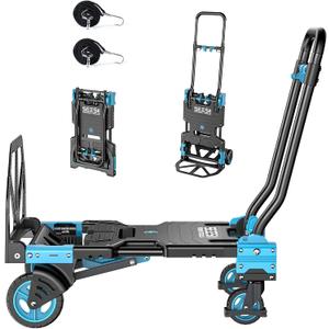 SEESII 2-in-1 Folding Hand Truck, 330lb 4/2 Dolly Cart with Wheels, Blue