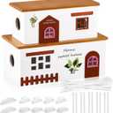 2 Set Cable Management Box Wooden Medium & Large Cord Organizer and Box for TV Computer Wire USB Hub System, Surge Protector Cord Hider on Desk or Floor