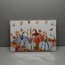 Fall Orange Blue Pumpkin Canvas Print Wall Art Brown Leaves Butterfly Botanical Thanksgiving Harvest Wall Decor Modern Artwork Paintings for Living Room Stretched and Framed Ready to Hang 16" x 24"