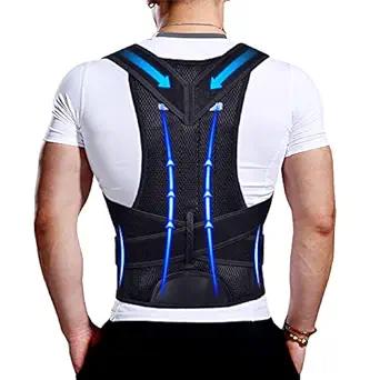 Back Brace Posture Corrector for Men & Women, Upgraded Full Back Support with Adjustable Shoulder Straightener and Waist Support Straps, Breathable Back Brace for Office Work, Long Sitting & Daily Wear, Comfortable Posture Support for Upper & Lower B