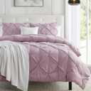 Nestl California King Duvet Cover Dusty Purple - Soft Double Brushed Duvet Set with Button Closure & Corner Ties, 3 Piece Luxurious Pinch Pleated Duvet Cover Set 104x98 Inches with 2 Pillow Shams